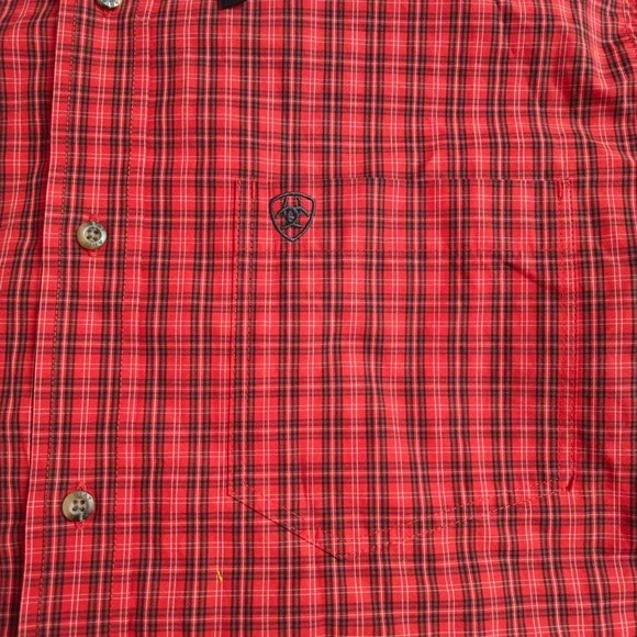 NWOT Ariat Pro Series Mens Red Plaid Long Sleeve Button Up Shirt Fitted Size L - Picture 14 of 16